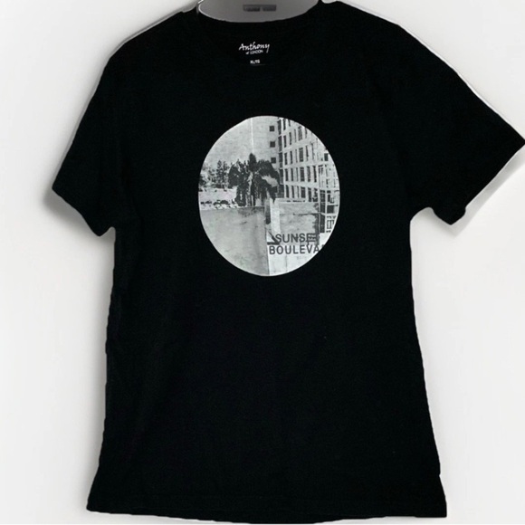Anthony Of London SUNSET BOULEVARD Black T Shirt Women’s Size XL Classic Travel - Picture 1 of 7
